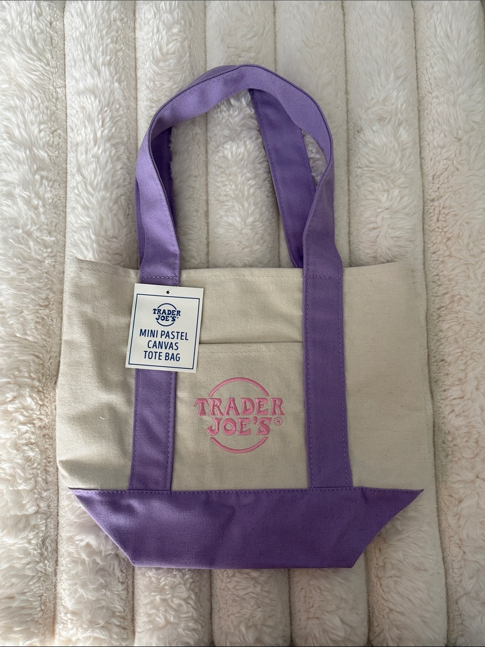 Trader Joe's Mini Canvas Tote in Lavender Accent